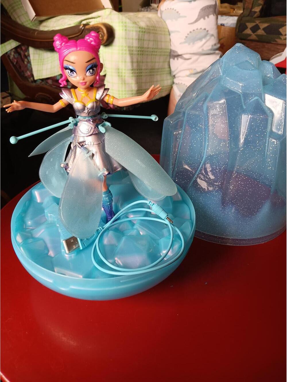 Interactive Doll with Light-Up Ice Crystal Display Base